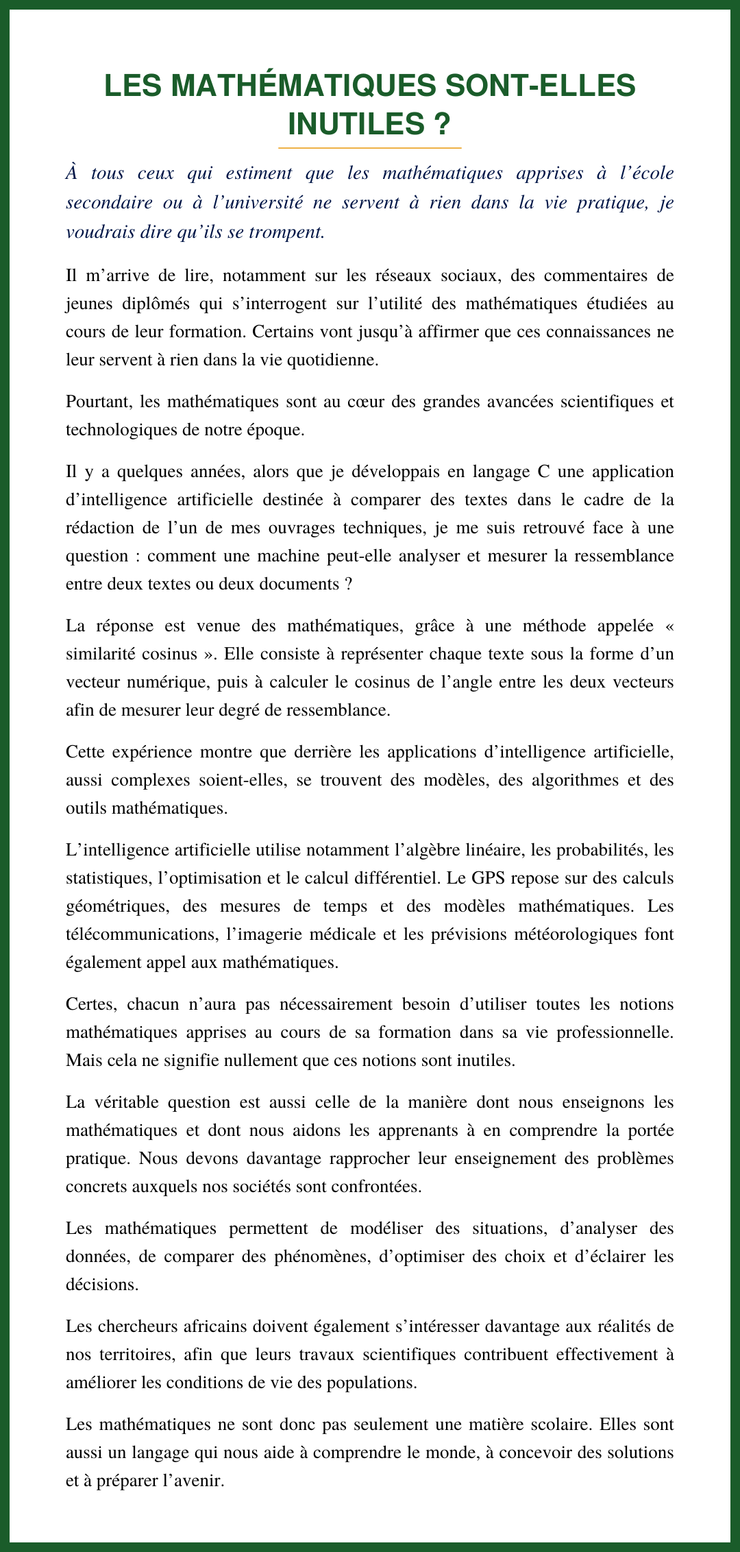 Les mathématiques sont-elles inutiles ? La réponse du ministre Janvier YAHOUÉDÉHOU.